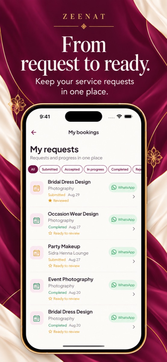 Marketing preview of service request progress
